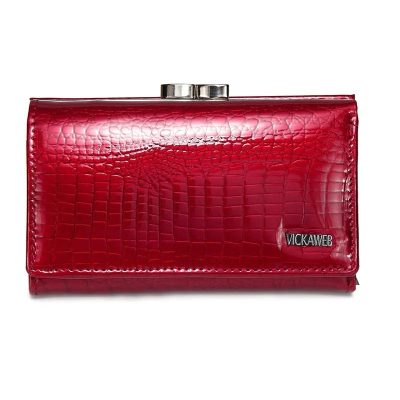Cartera de Piel Genuina Grabado Cocodrilo con Boquilla