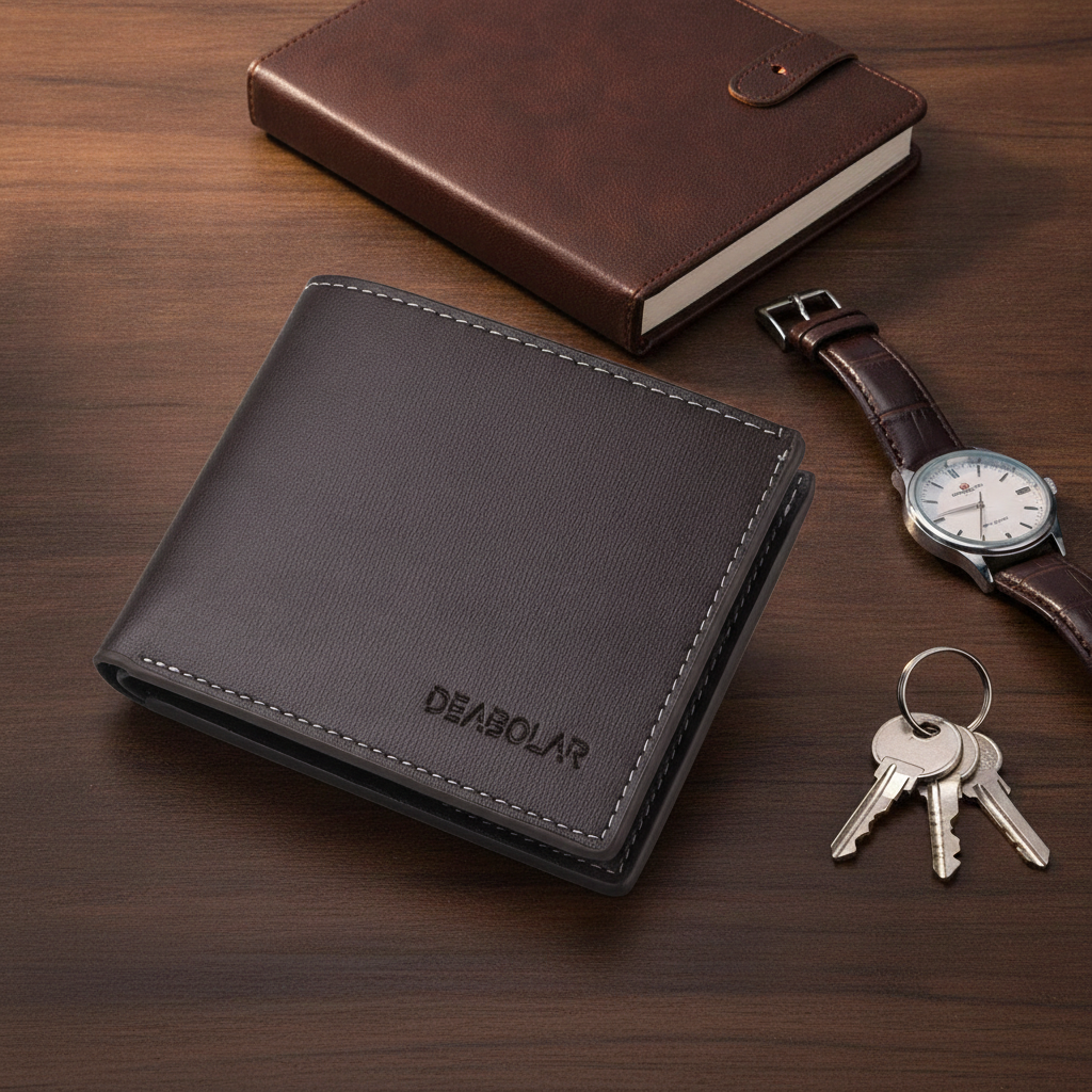 Cartera Fina Plegable de Piel Sintética para Hombre