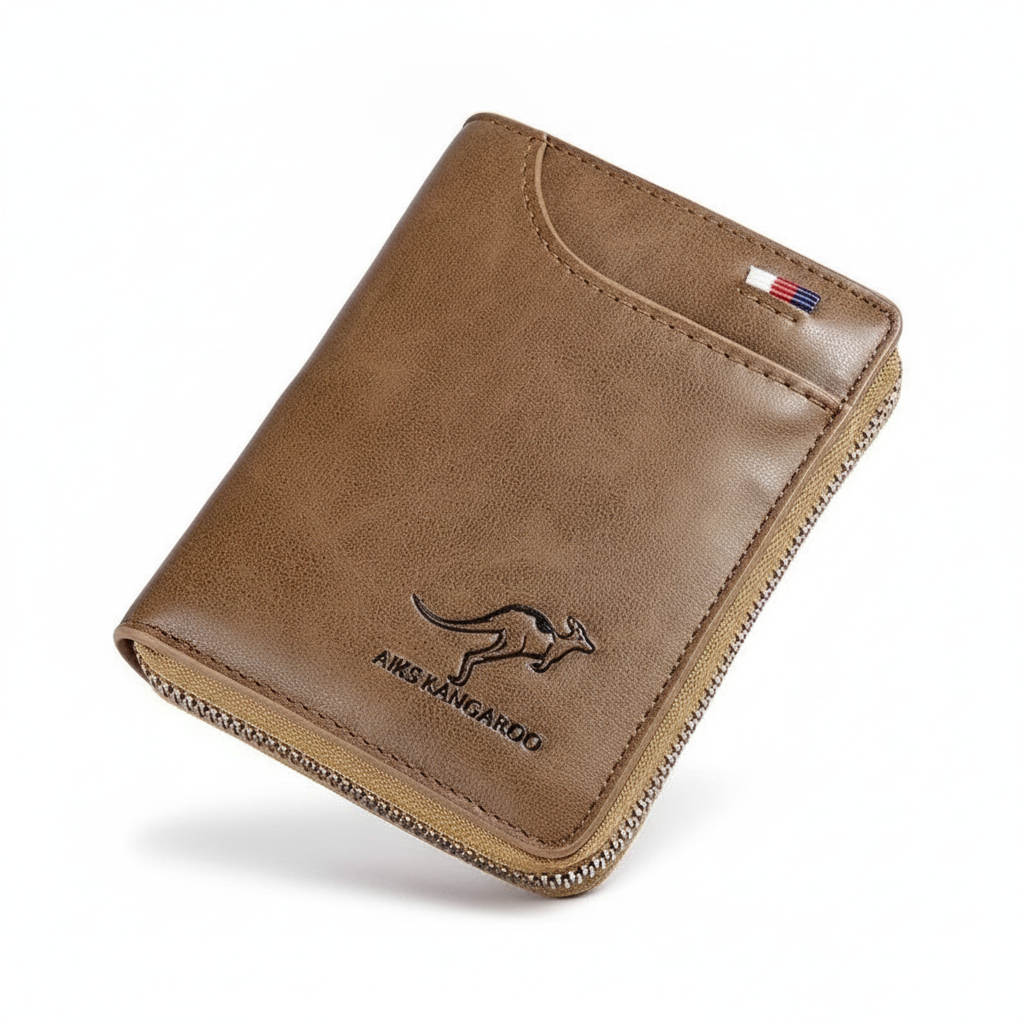 Cartera Vertical con Cremallera y Protección RFID para Hombre