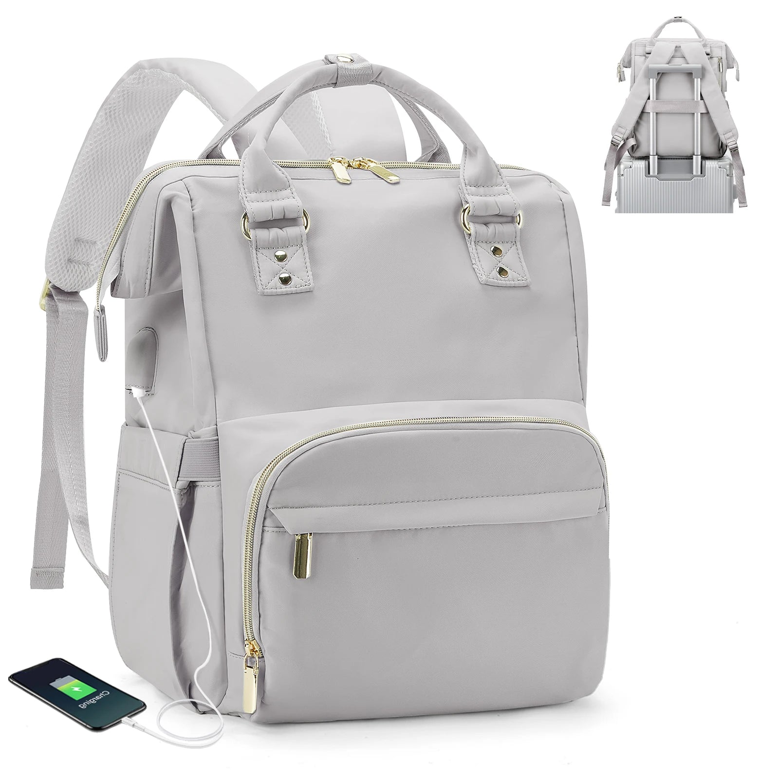 Mochila de Nylon para Mujer Gris – Minimalista y Elegante
