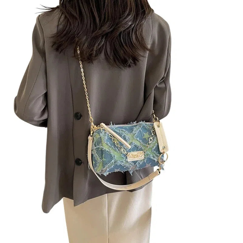 Bolso Bandolera Denim Azul con Estrellas