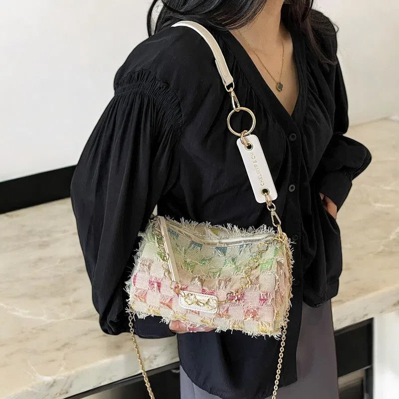 Bolso Bandolera Denim Colores con Cuadros