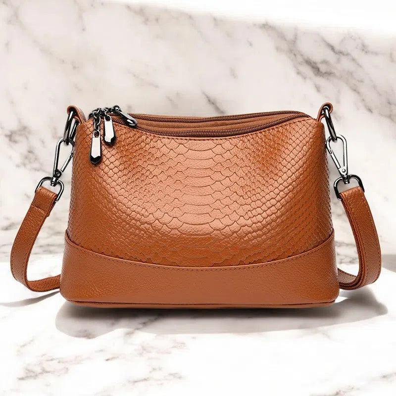 Bolso Bandolera Vintage de Piel de Cocodrilo Caqui