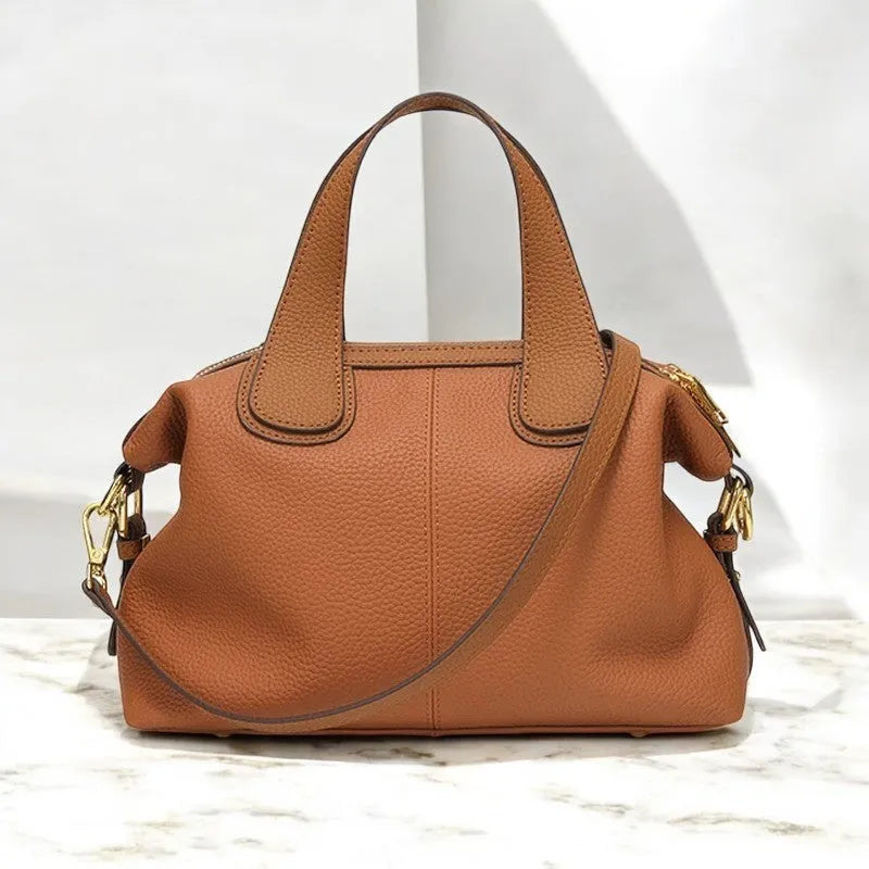 Bolso Bandolera de Cuero Genuino Naranja