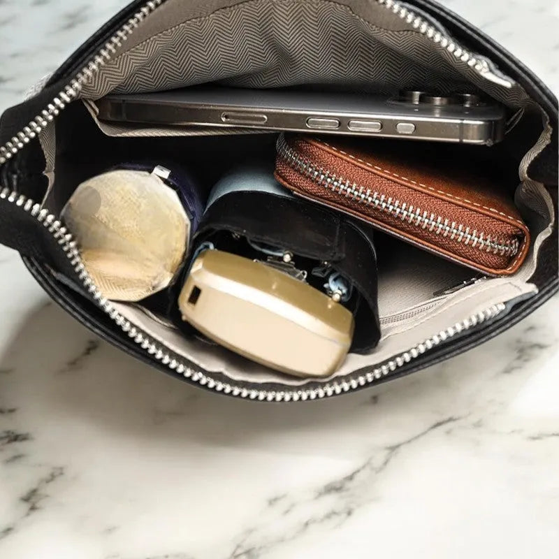 Bolso Bandolera de Cuero Negro