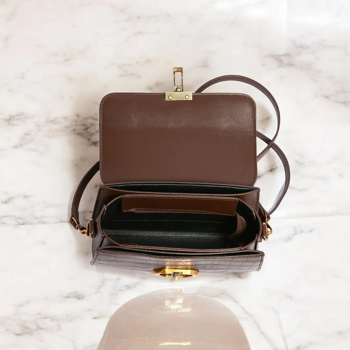 Bolso Bandolera de Cuero PU Café