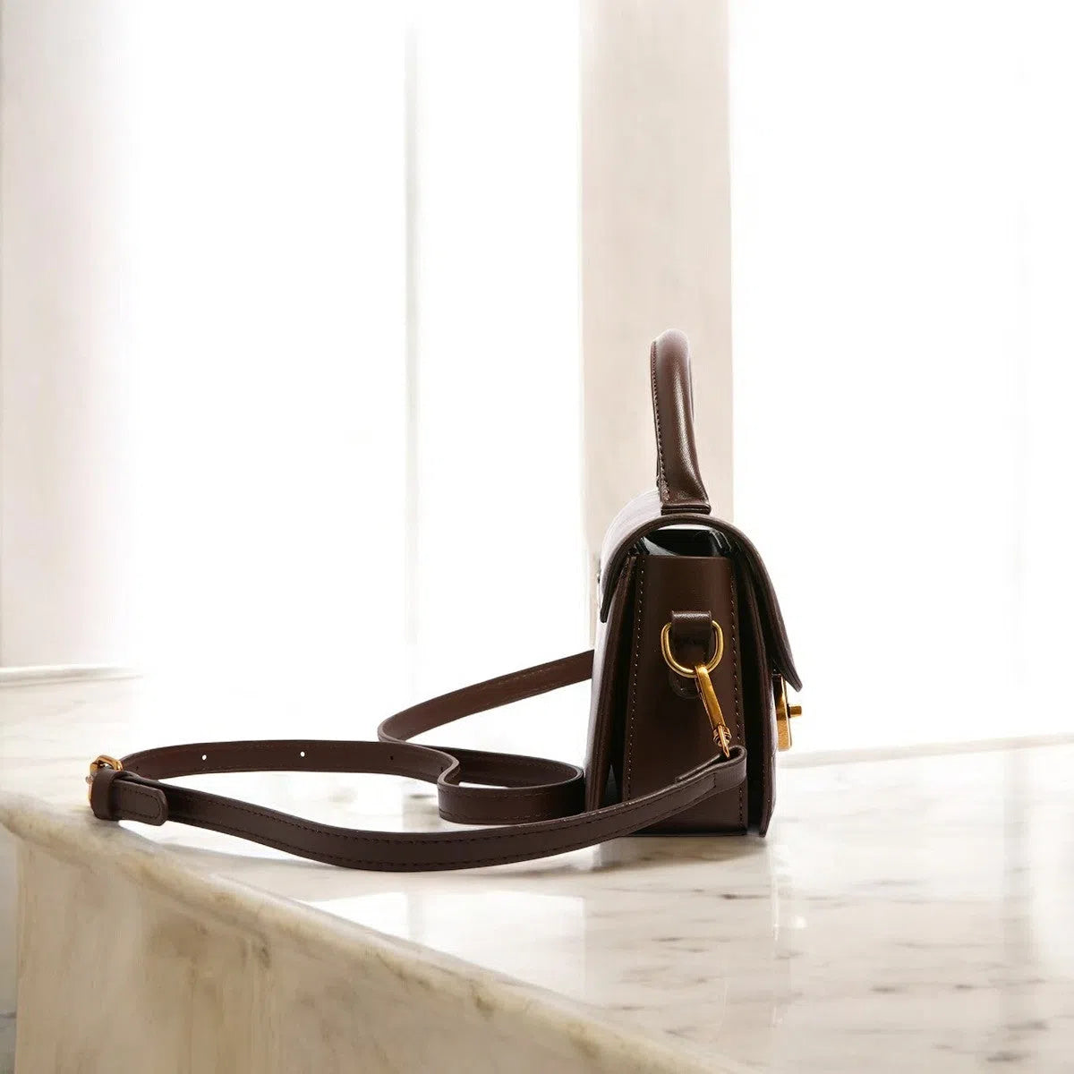 Bolso Bandolera de Cuero PU Café