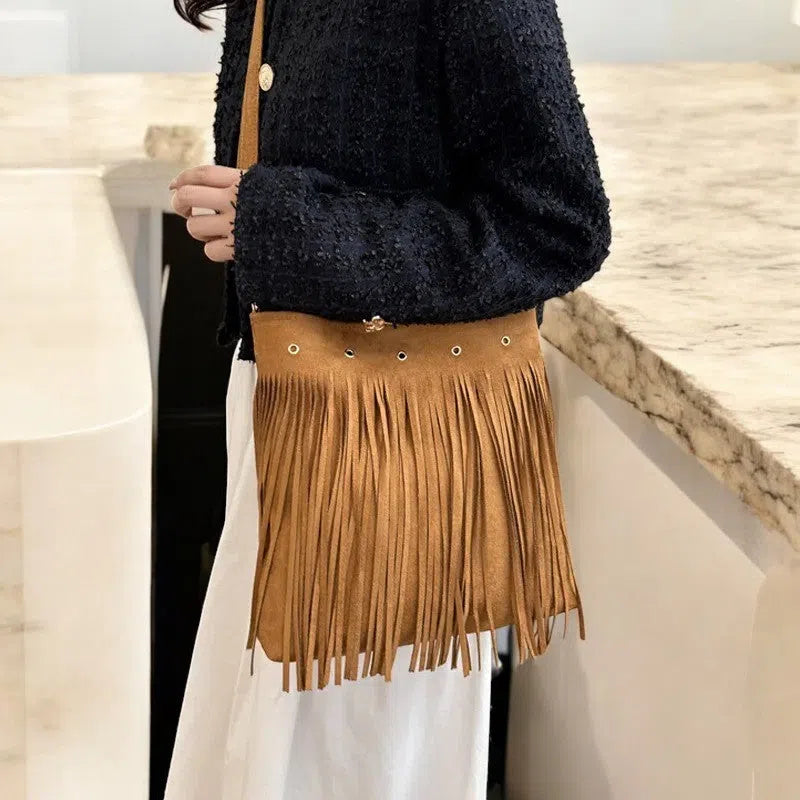 Bolso Flecos Casual Tipo Bandolera