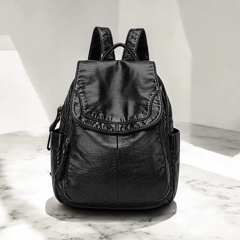 Bolso Mochila Casual de Piel Sintética Negro