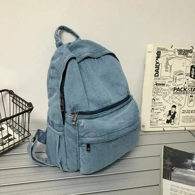 Bolso Mochila Denim Casual Azul