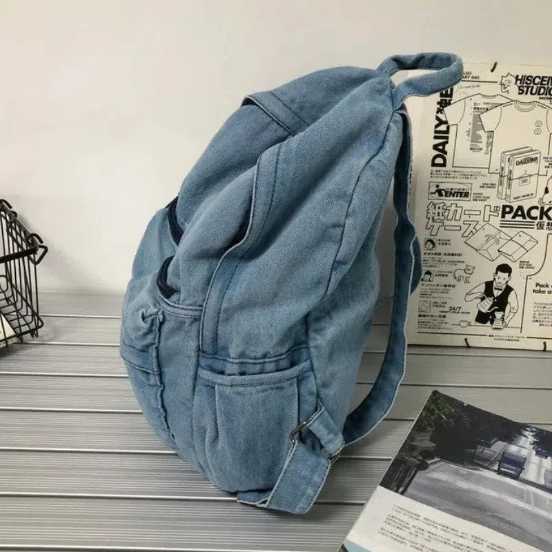 Bolso Mochila Denim Casual Azul