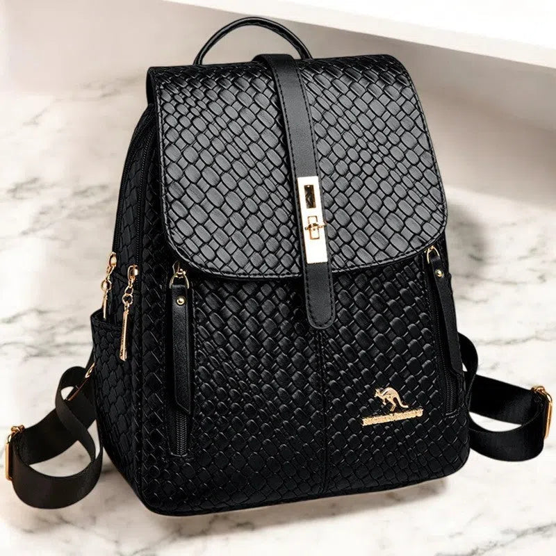 Bolso Mochila Elegante de Cuero Negro