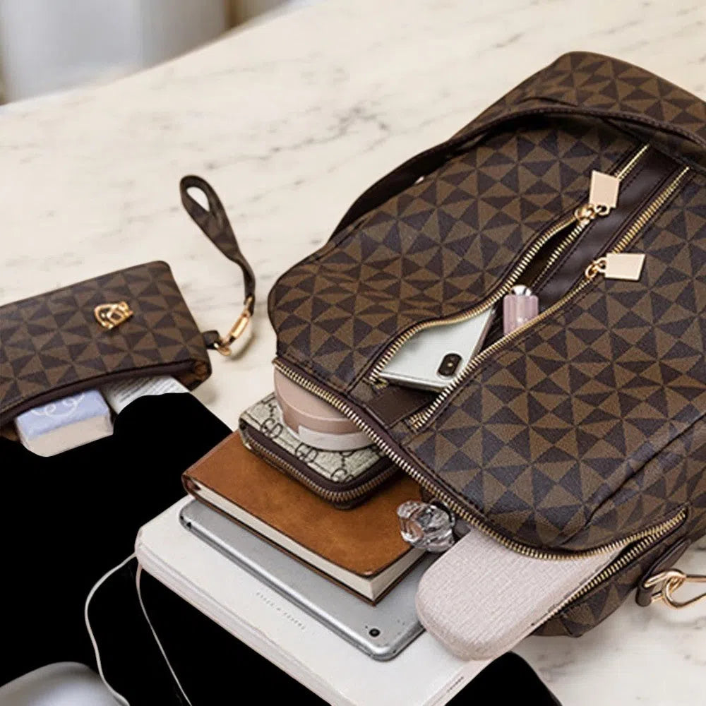 Bolso Mochila y Bandolera Clásica de 2 Piezas