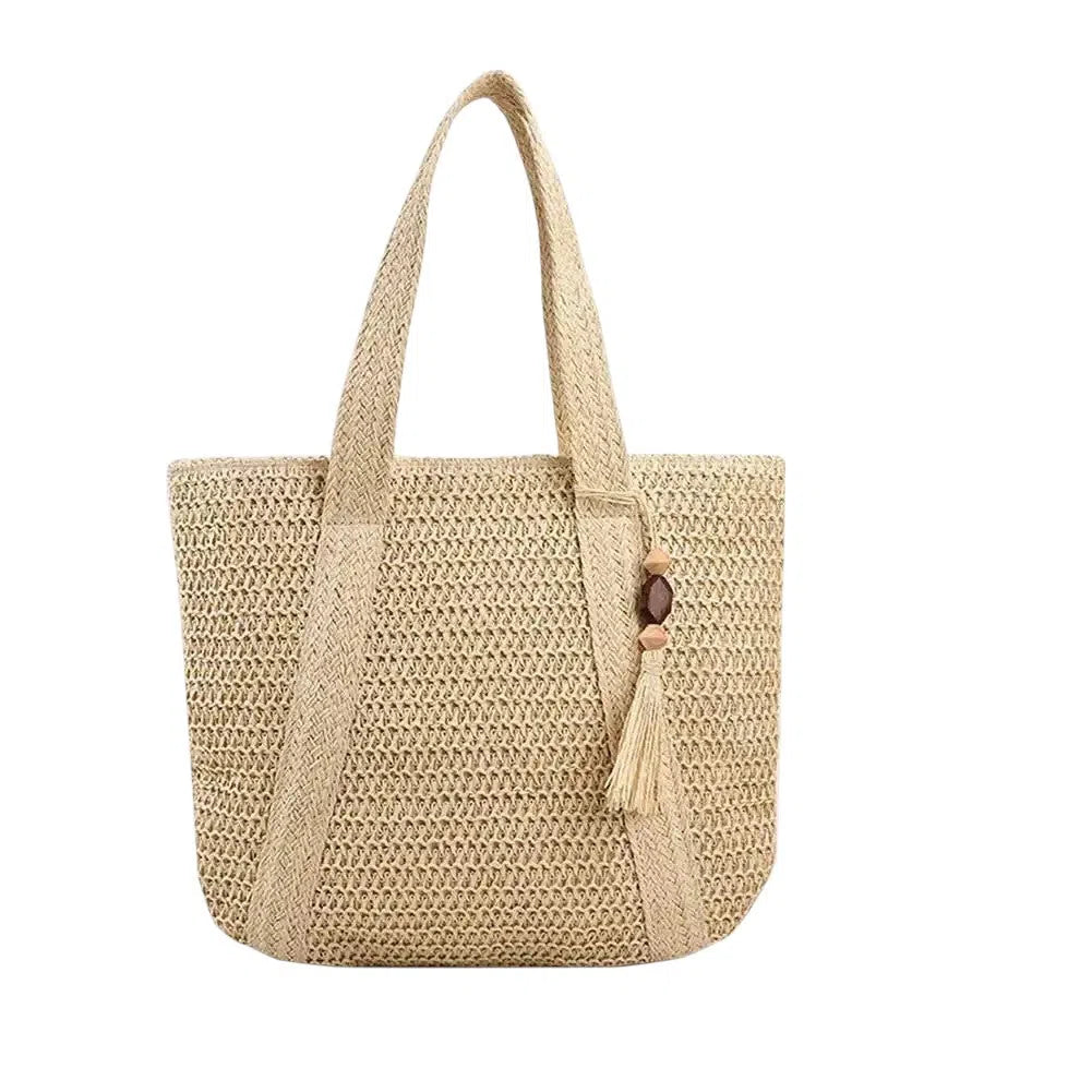 Bolso Rafia Shopper con Flecos