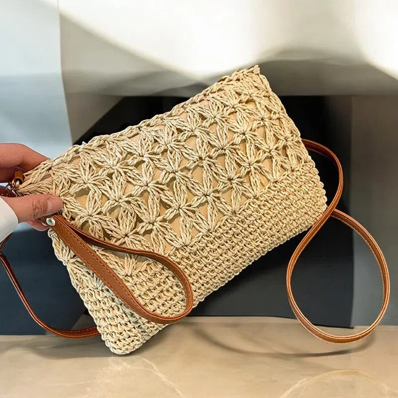 Bolso Rafia Tejida Minimalista Casual Beige