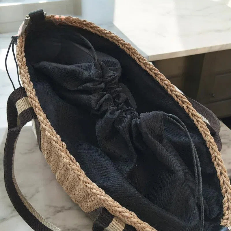 Bolso Rafia para Playa Rígido Caqui