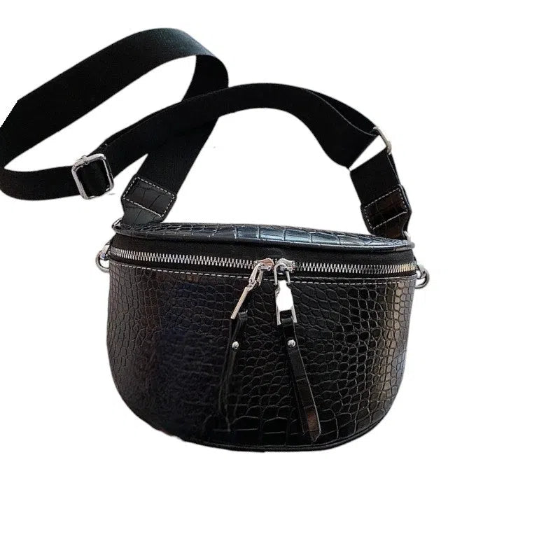 Bolso Riñonera Diseño Cocodrilo Color Negro