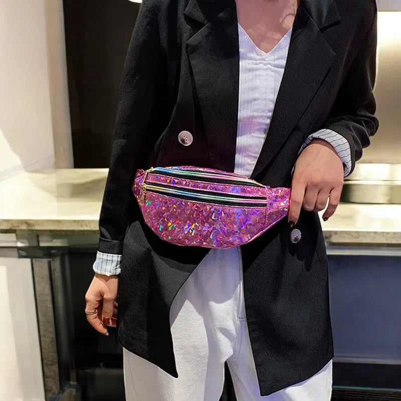 Bolso Riñonera Metálica Neón de Prismas
