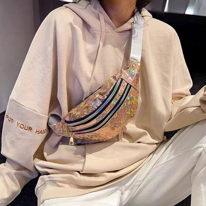 Bolso Riñonera Metálica Neón de Prismas