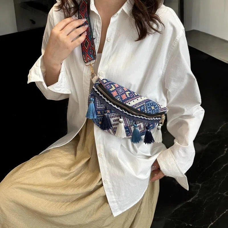 Bolso Riñonera Peruana Bohemia Azul