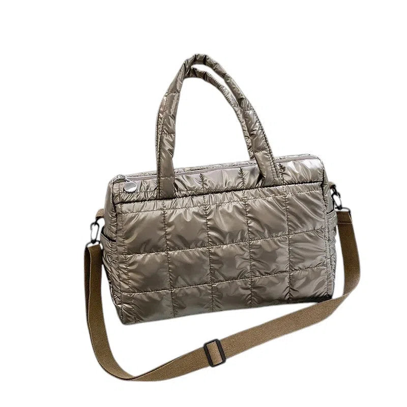 Bolso Shopper Acolchado Nylon Resistente Oro y Plata