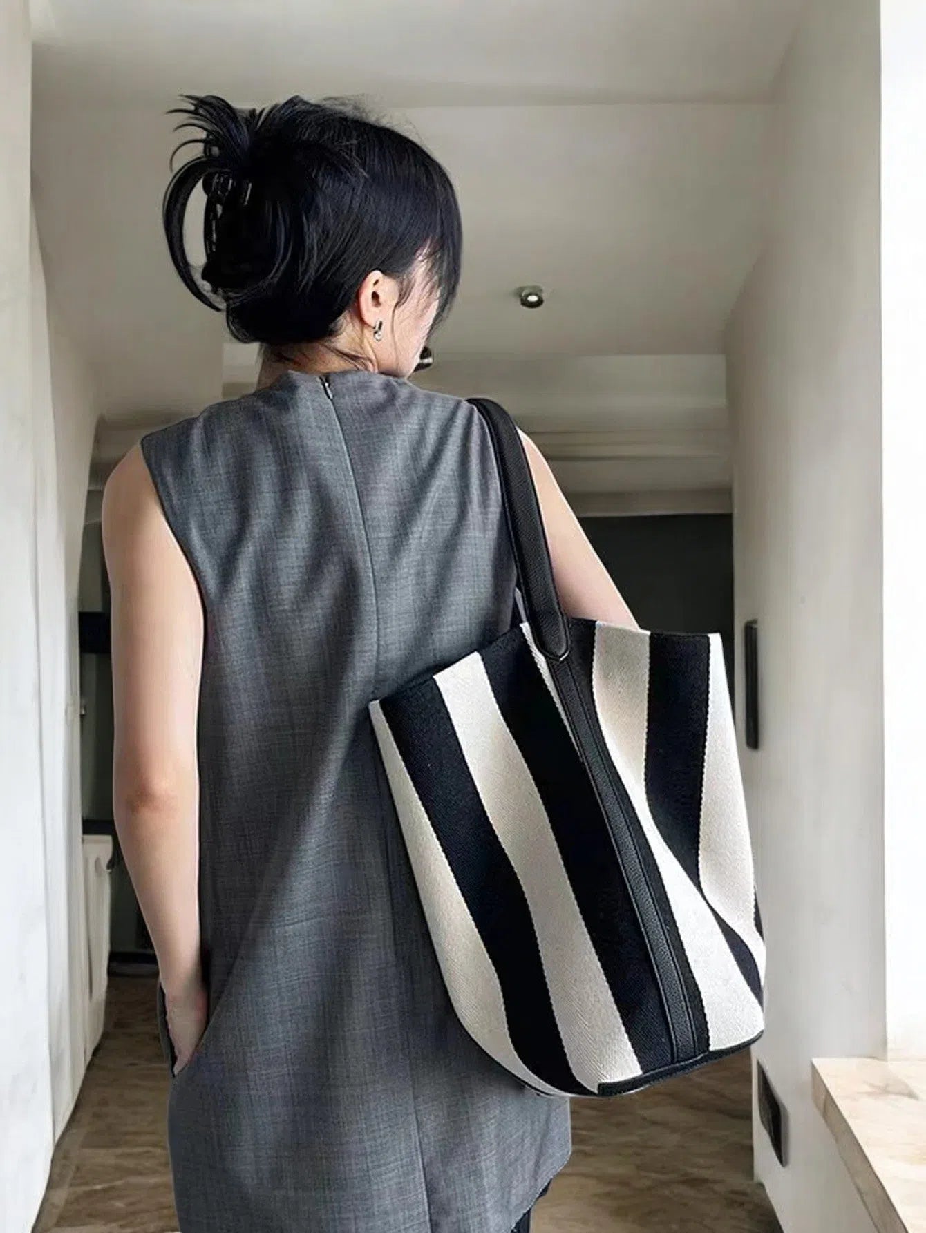 Bolso Shopper Elegante de Rayas