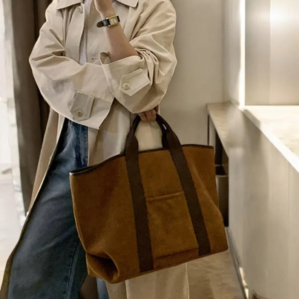 Bolso Shopper Gamuza Elegante Café