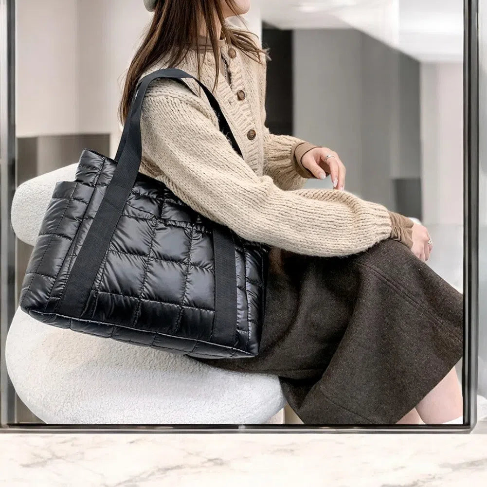 Bolso Shopper Nylon Acolchado Negro