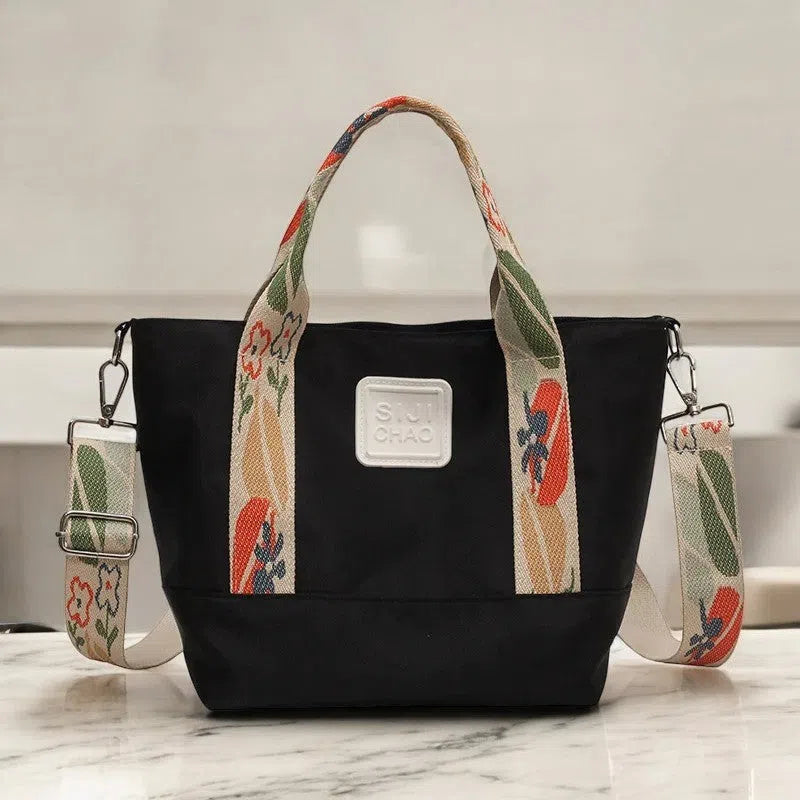 Bolso Shopper con Correa Floral de Nylon