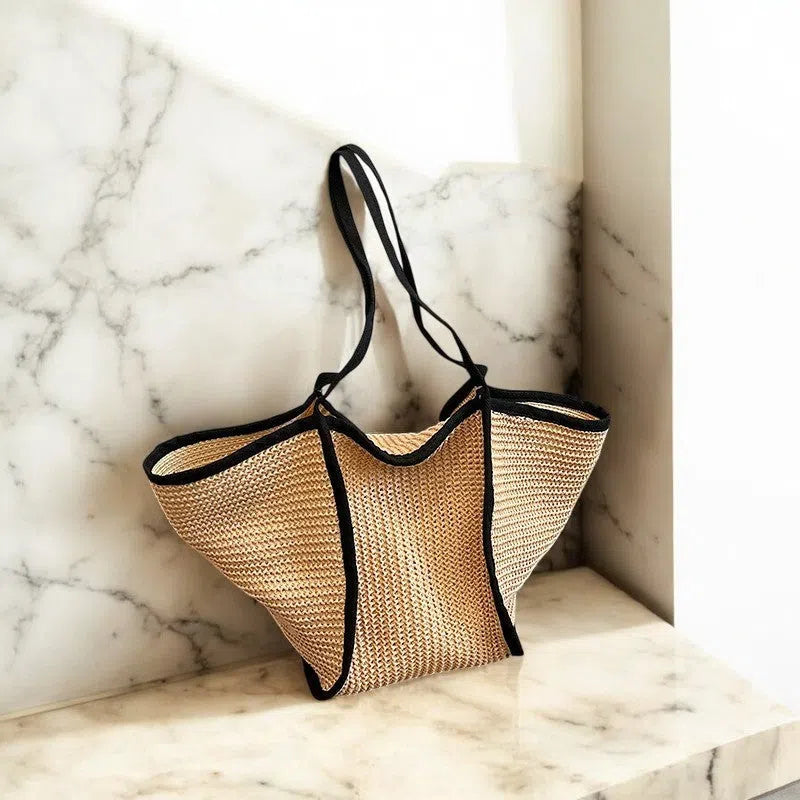 Bolso Shopper de Rafia Negro