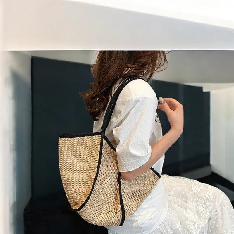 Bolso Shopper de Rafia Negro