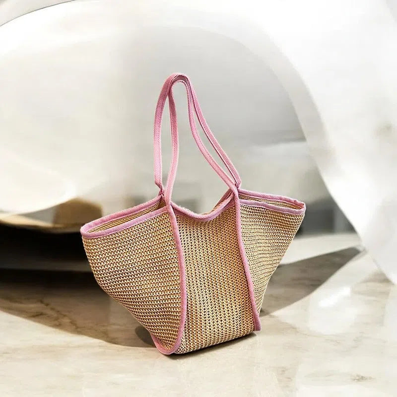 Bolso Shopper de Rafia Rosa