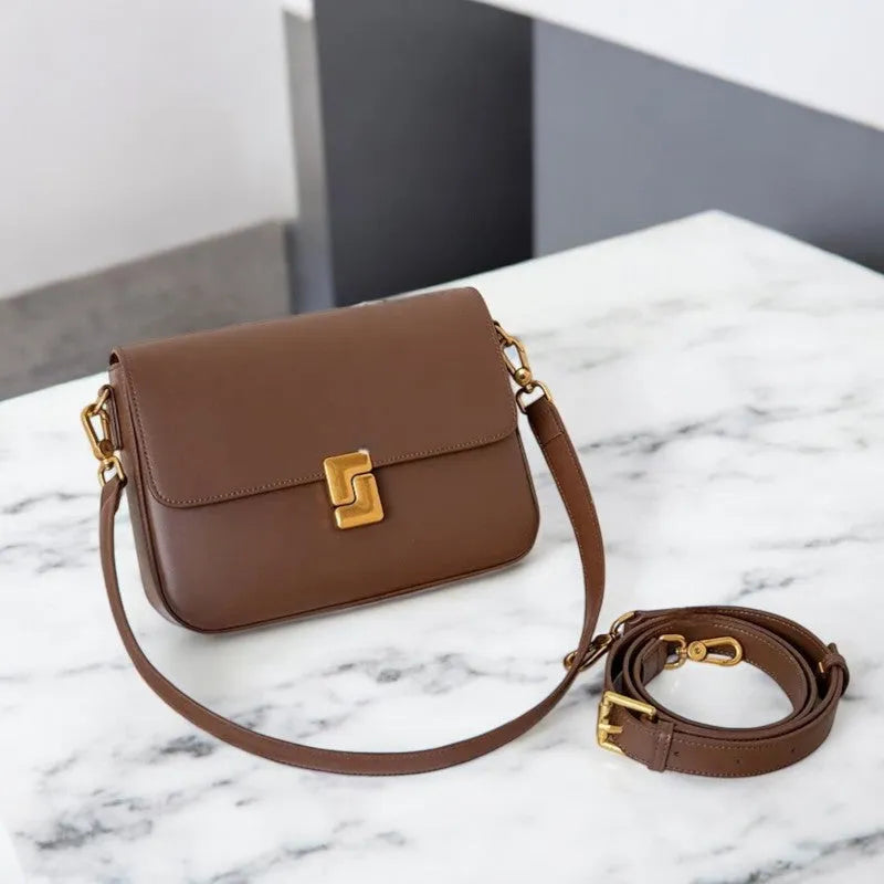 Bolso Tote Bag Cuadrado Messenger de Cuero