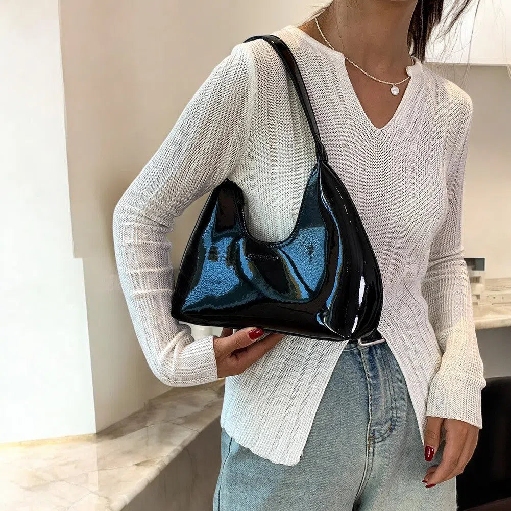 Bolso Tote Bag Efecto Espejo Negro