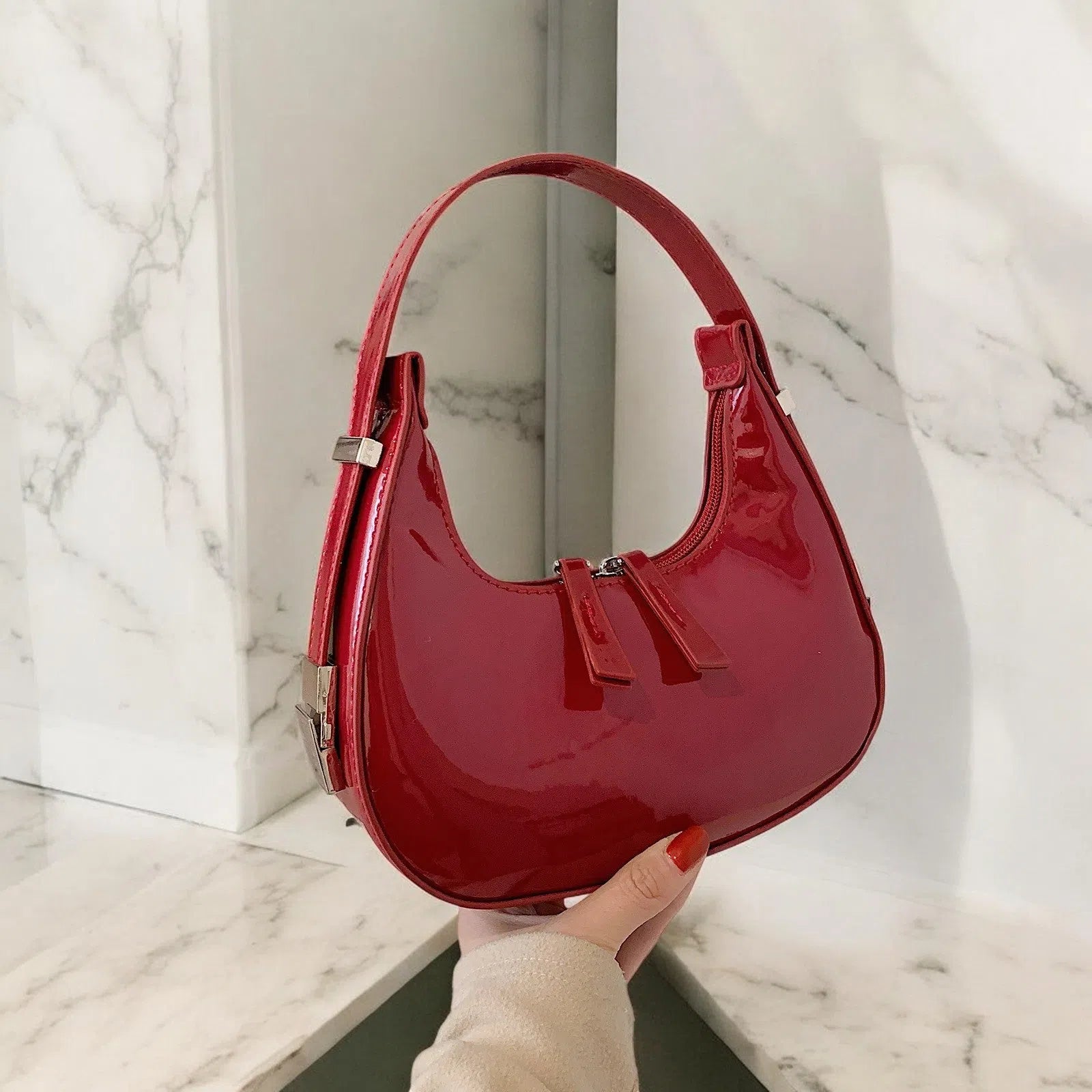 Bolso Tote Bag Efecto Espejo Rojo