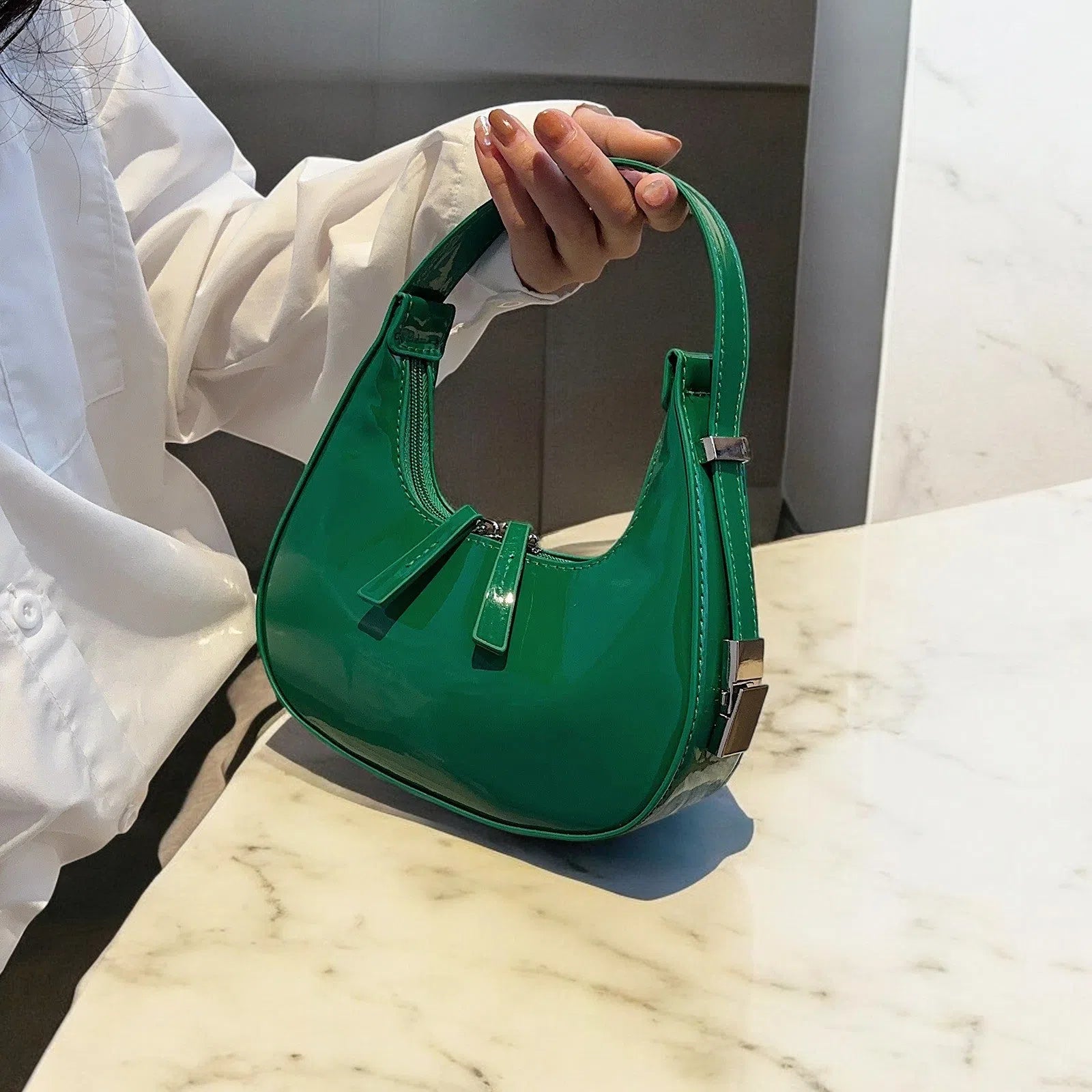 Bolso Tote Bag Efecto Espejo Verde