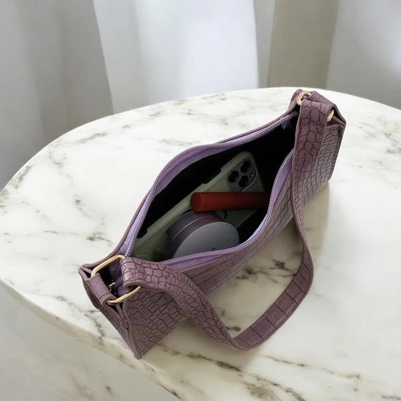 Bolso Tote Bag Estampado Cocodrilo Violeta