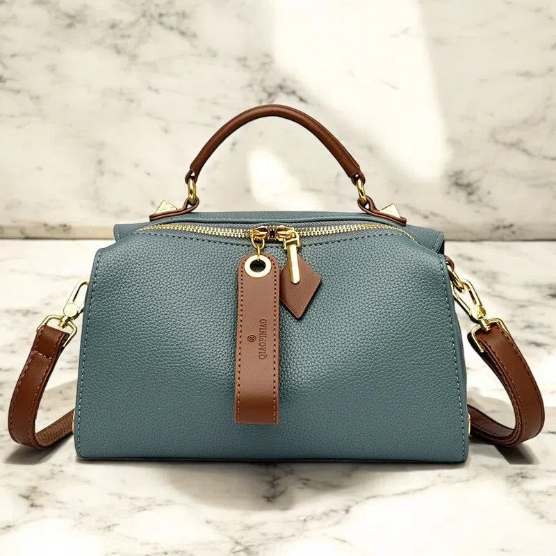 Bolso Tote Bag Menta con Detalles de Cuero