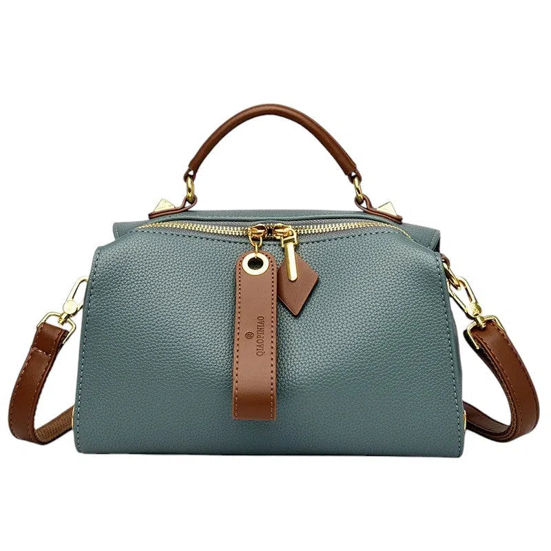 Bolso Tote Bag Menta con Detalles de Cuero