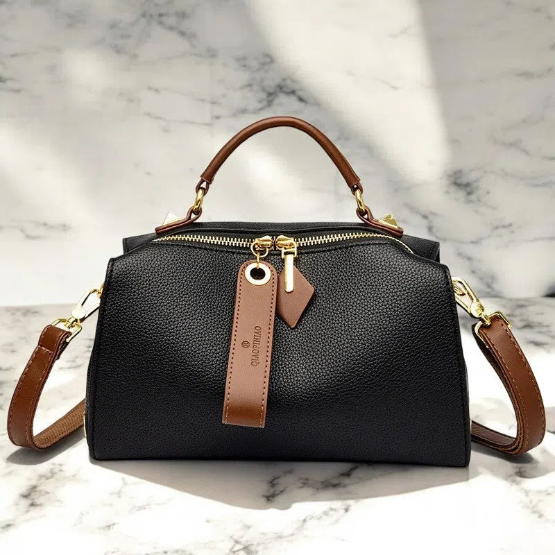 Bolso Tote Bag con Detalles de Cuero Colores Básicos