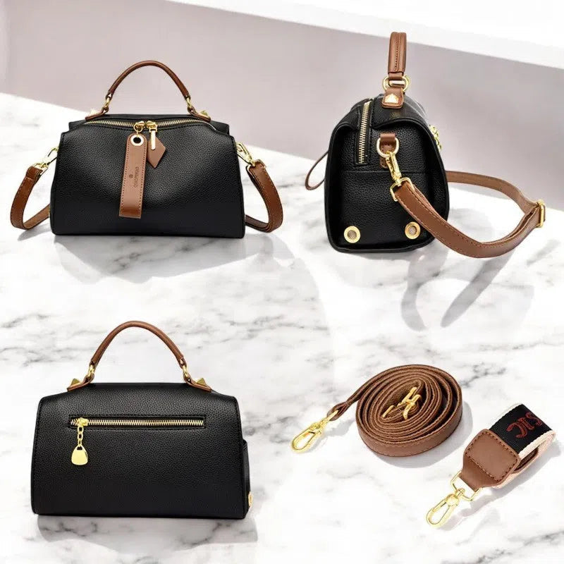 Bolso Tote Bag con Detalles de Cuero Colores Básicos