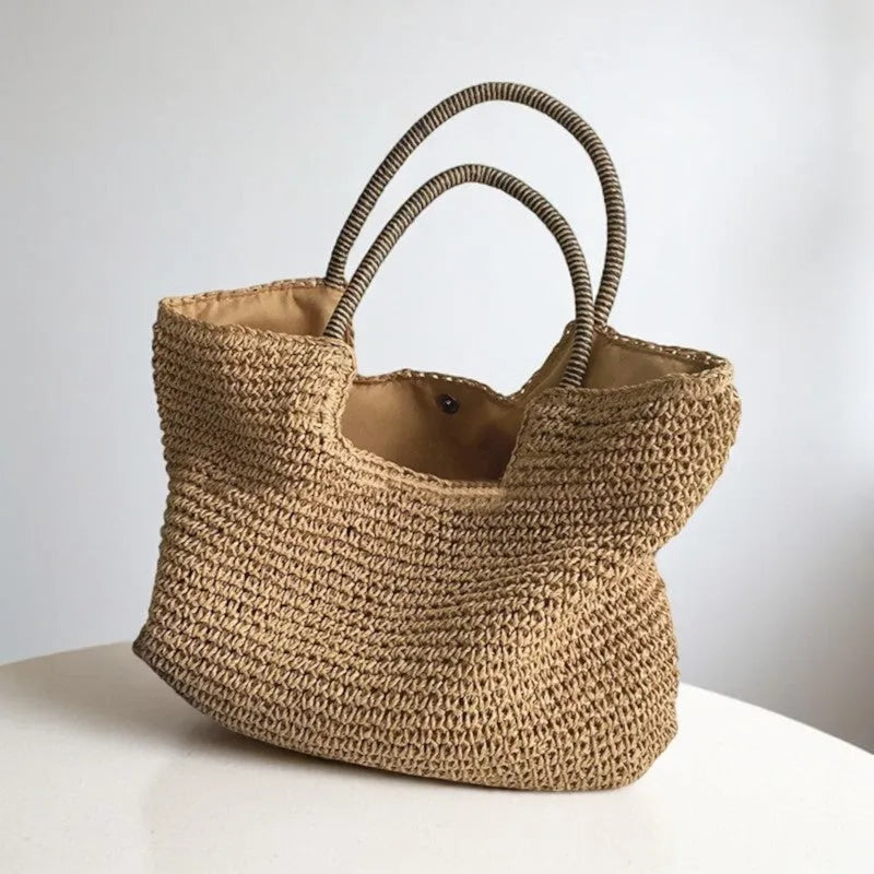 Bolso Tote Bohemio de Paja Amplio