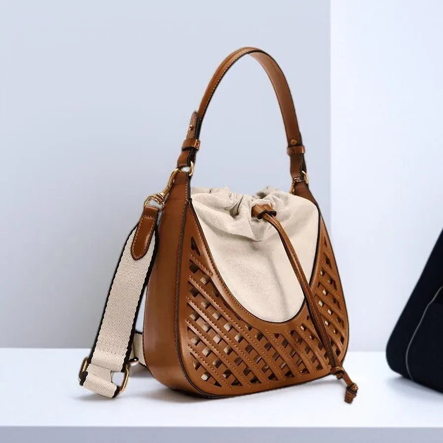 Bolso Tote Bucket de Cuero Vaquero