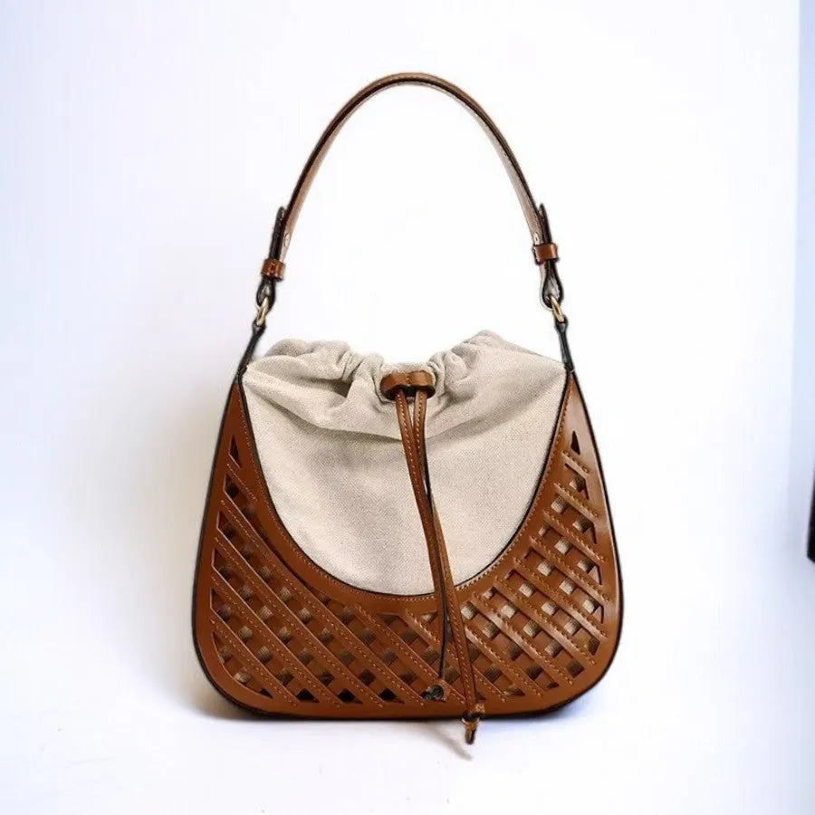 Bolso Tote Bucket de Cuero Vaquero