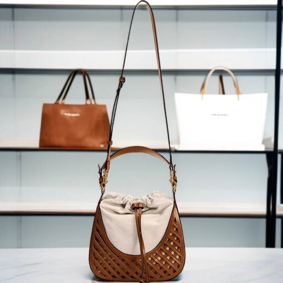 Bolso Tote Bucket de Cuero Vaquero