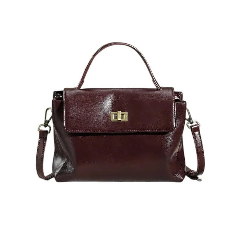 Bolso Tote de Hombro Estilo Bandolera de Cuero de Vaca