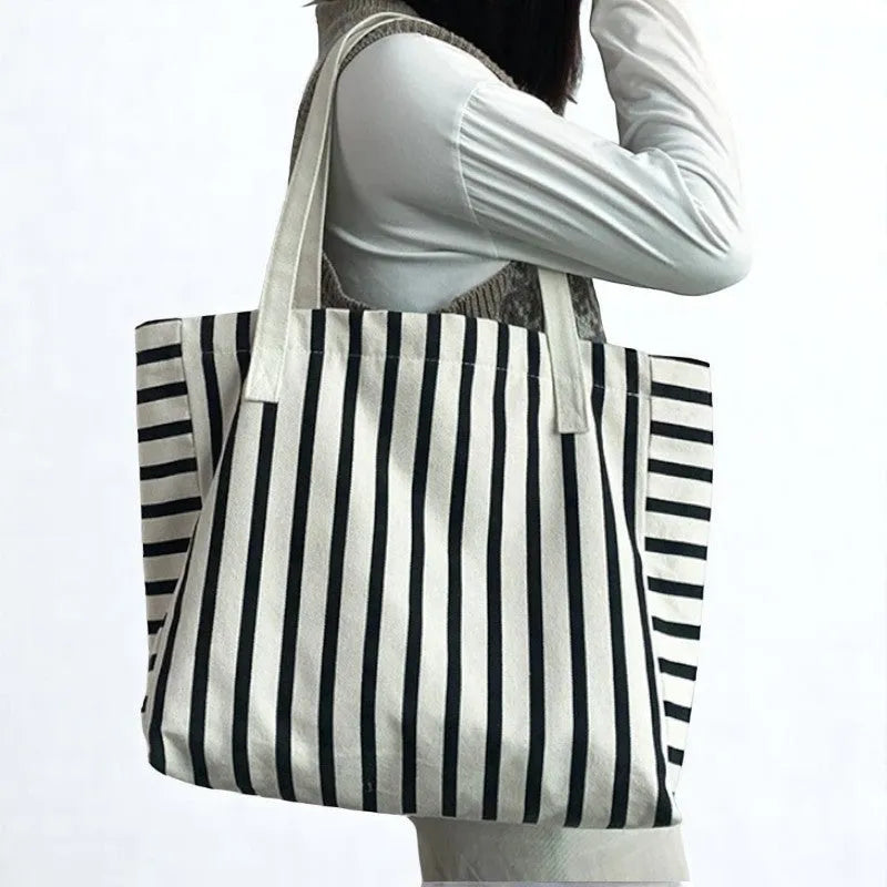 Bolso Tote de Lona Rayada