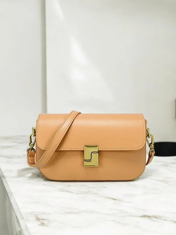 Bolso Tote y Bandolera de Cuero en Color Durazno