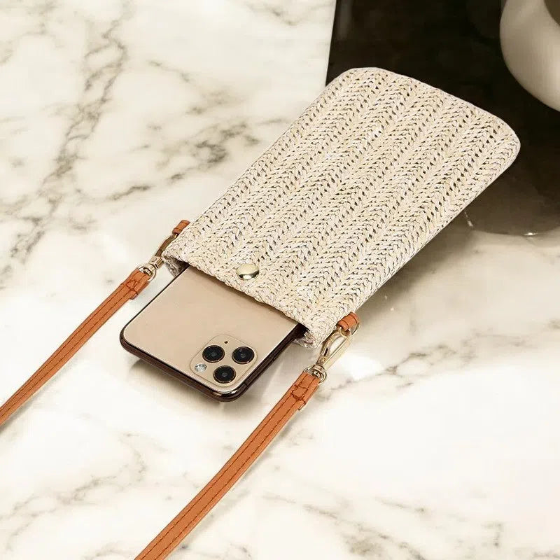 Bolso para Móvil de Rafia con Broche