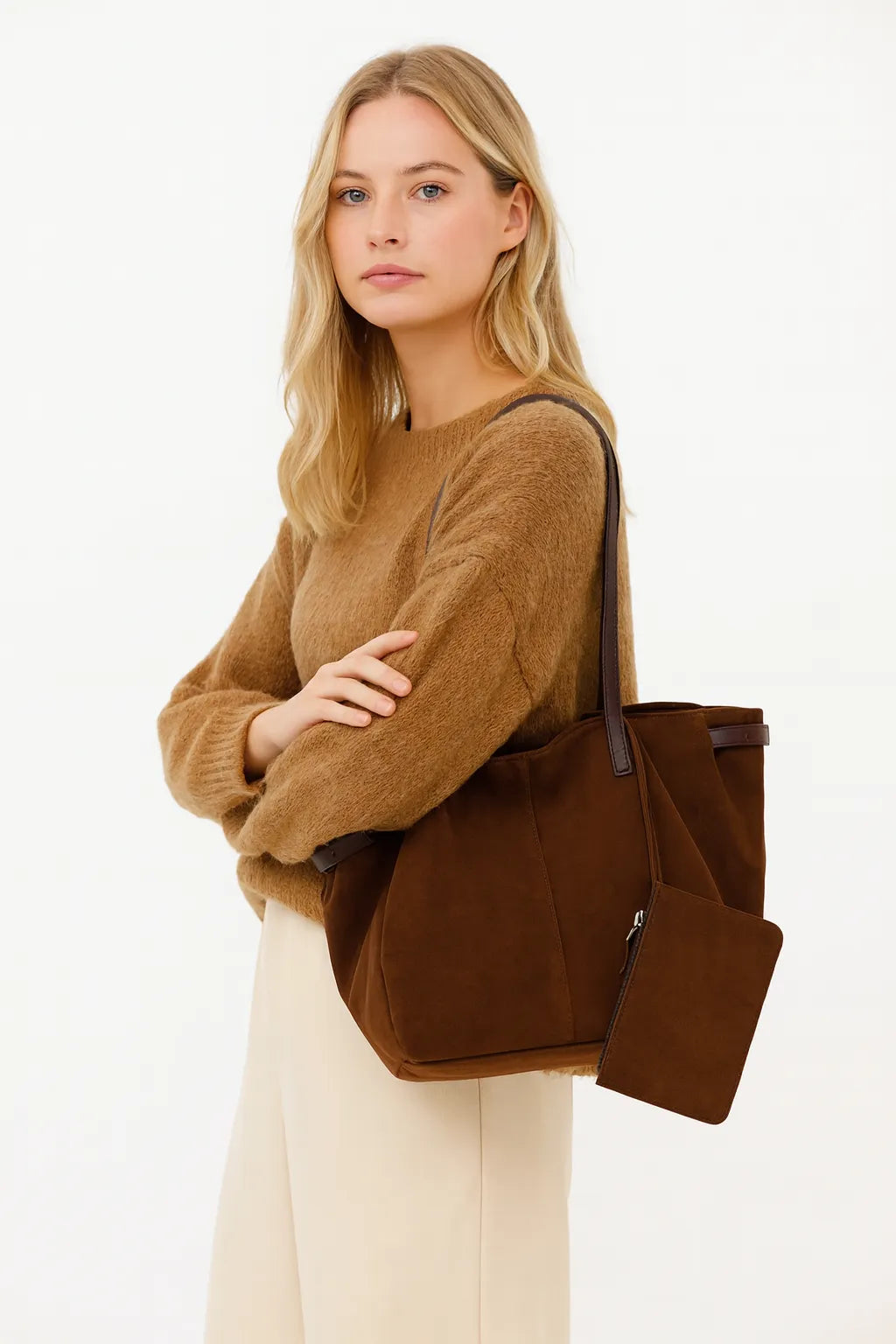 Bolso Shopper de Gamuza Sintética – Elegancia Casual para Mujer